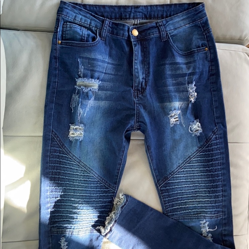 Ripped dark wash jeans